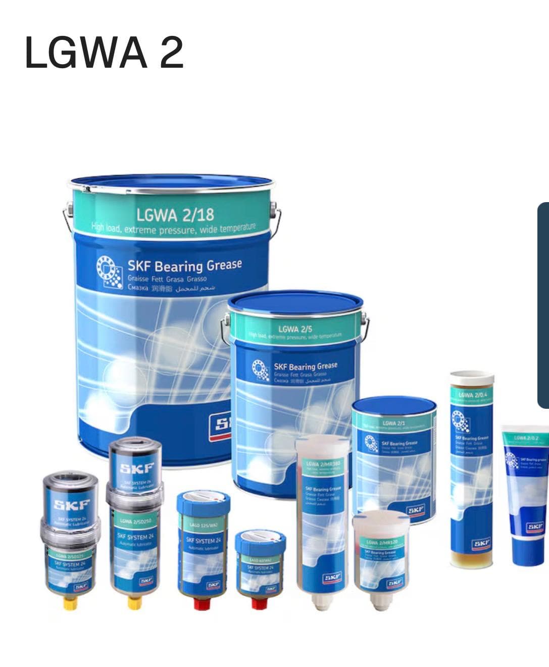 SKF bearing grease cartridges, drums, and lubricators arranged for industrial maintenance